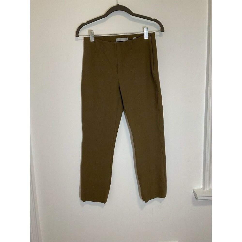 Vince Women's Pleated Front Straight Leg Dress Pant Green Size XS